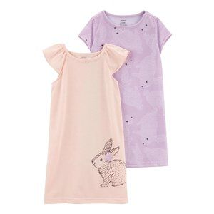 Brand new size 6-7 Carter's pink & purple bunny nightgowns Easter